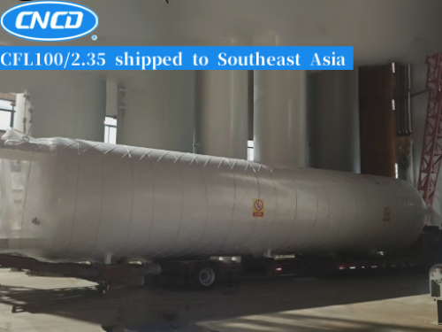 100 cubic meter vertical cryogenic liquid carbon dioxide storage tank was shipped to Shanghai for export to Southeast Asia.